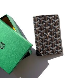 GOYARD Goyardine Grenelle Black Passport Case Cover Card Holder New